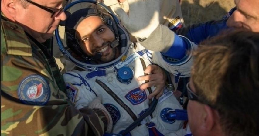 UAE leaders welcome UAE astronaut Hazzaa AlMansoori after landing on Earth