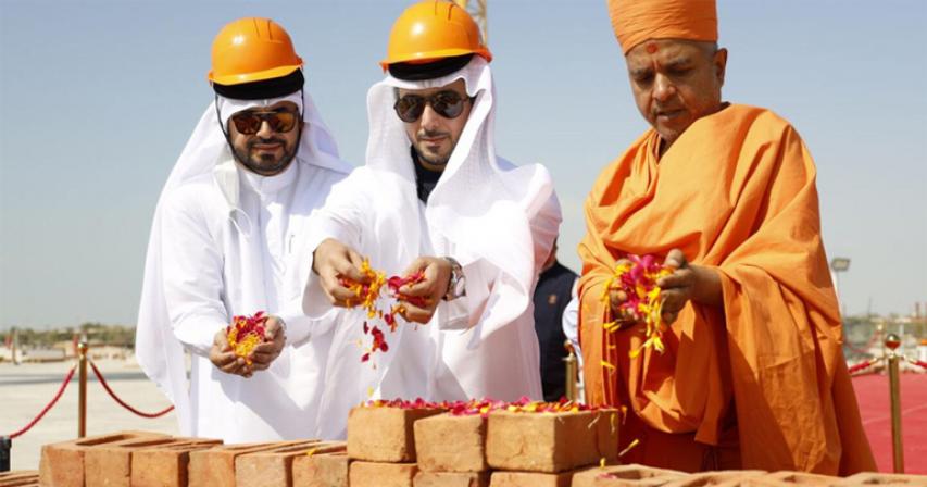 First carved stones laid for Abu Dhabi Hindu temple
