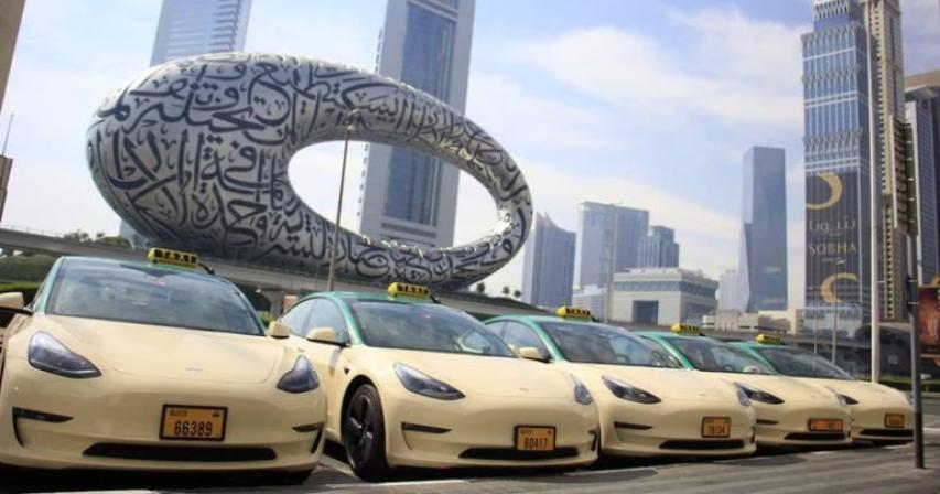 Tesla in Taxi in Dubai