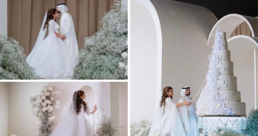 UAE Royal Wedding: Sheikha Mahra shares stunning Pictures Of Her Wedding With Sheikh Mana, Cut A 7-Tier Wedding Cake