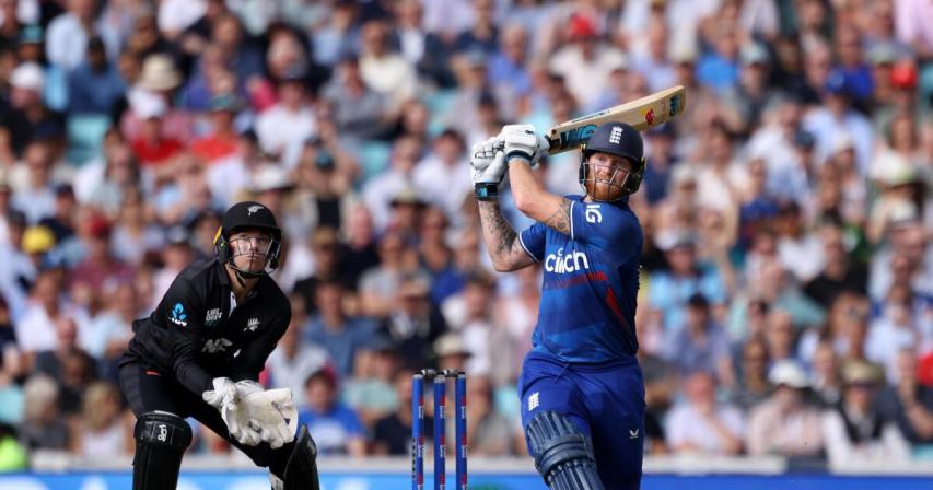 Ben Stokes executes a stroke in the midst of his historic innings against New Zealand