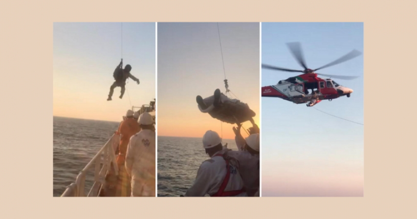 Injured Man Saved from Cargo Ship