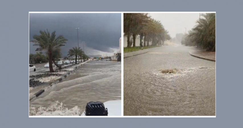 UAE roads flooded heavy rains