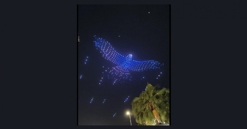 Driverless car, giant falcon at drone show in Abu Dhabi's Yas Island