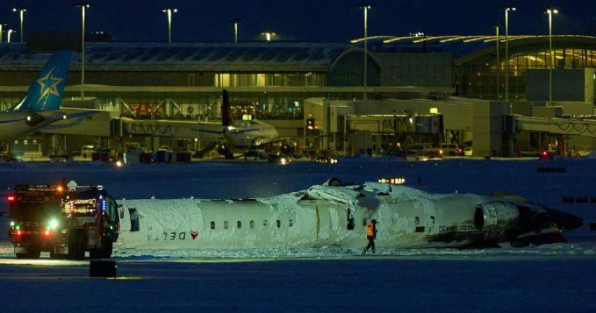 At least 18 injured as Delta plane flips upside down in Toronto crash