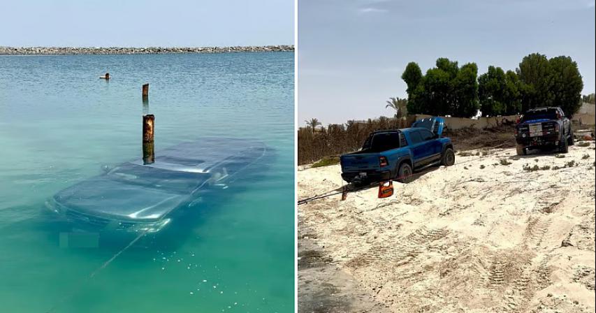 UAE: Car 'fully submerged' under water pulled out in 3.5-hour rescue mission