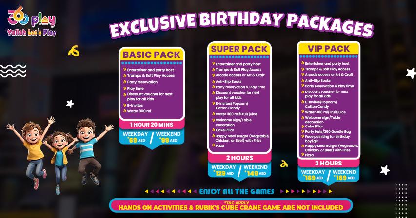 360 Play UAE Exclusive Birthday Packages - Celebrate Kids Party