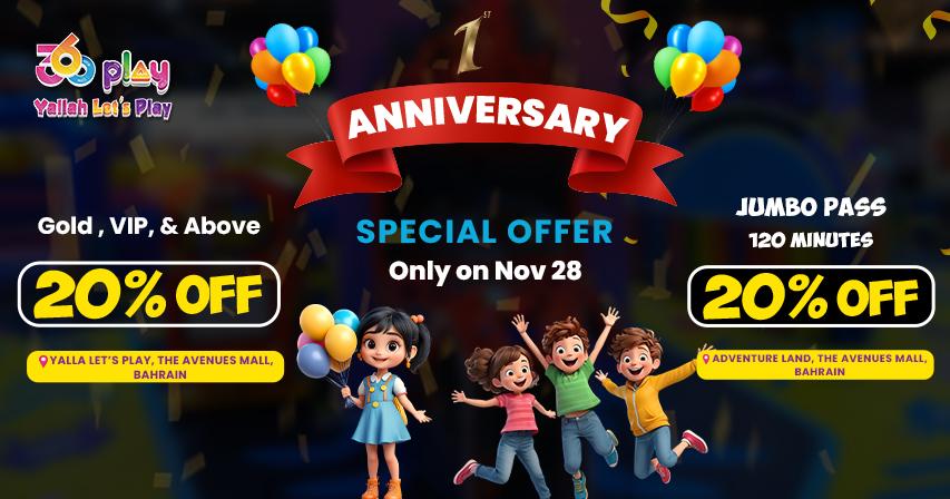 Celebrate Big - 360 Play Bahrain One-Year Anniversary Offers  