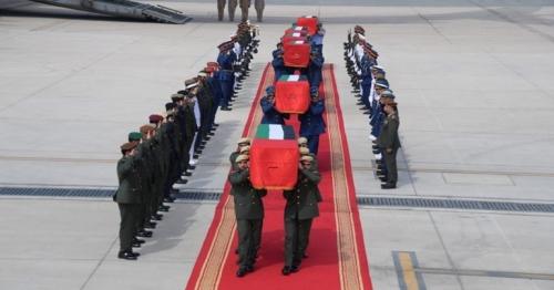 Bodies of six martyred servicemen arrive in UAE