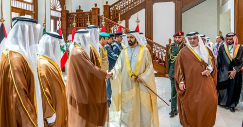 Sheikh Mohammed and Sheikh Mansour arrive in Manama for 33rd Arab Summit